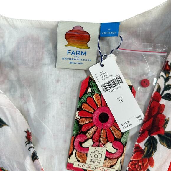 Farm Rio x Anthropologie Women's Floral Wrap Blouse Size M - Picture 7 of 9
